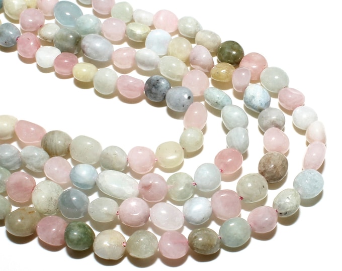 Mixed Color Morganite Nuggets Beads | Grade A | Natural Gemstone Loose Beads | Sold by 15 Inch Strand | Size 8~10mm | Hole 0.8mm