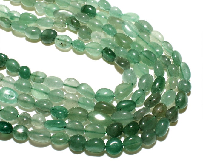 Green Aventurine Nuggets Beads | Natural Gemstone Loose Beads | Grade A | Sold by 15 Inch Strand | Size 8x10mm | Hole 0.8mm