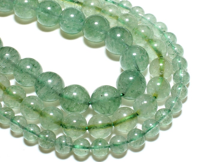 Green Strawberry Quartz Beads | Round Natural Gemstone Loose Beads | Sold by 15 inch Strand | Size 6mm 8mm 10mm