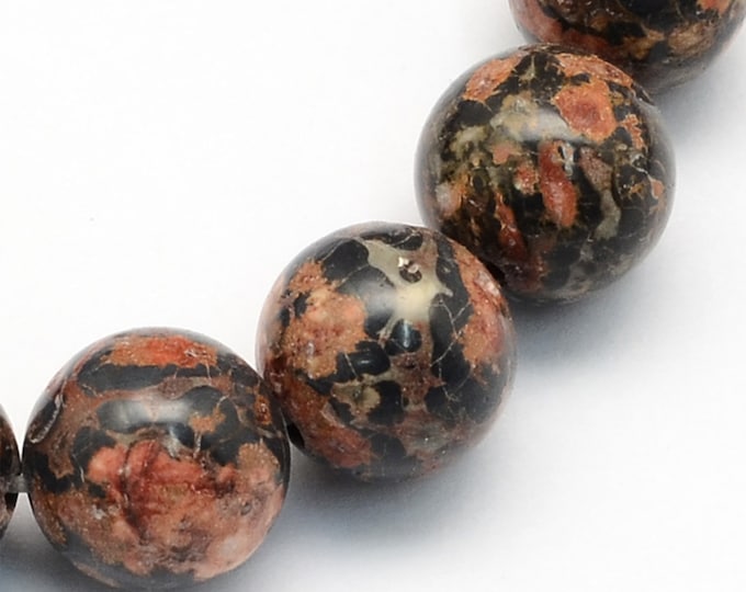 Leopardskin Jasper Beads | Round Natural Gemstone Beads | Sold by 15 inch Strand | Size 4mm 6mm 8mm 10mm 12mm
