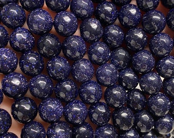 Blue Goldstone Beads | Grade A | Faceted Round Synthetic Gemstone Loose Beads | Sold by 15 Inch Strand | Size 4mm 6mm 8mm 10mm 12mm