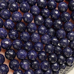 Blue Goldstone Beads | Grade A | Faceted Round Synthetic Gemstone Loose Beads | Sold by 15 Inch Strand | Size 4mm 6mm 8mm 10mm 12mm
