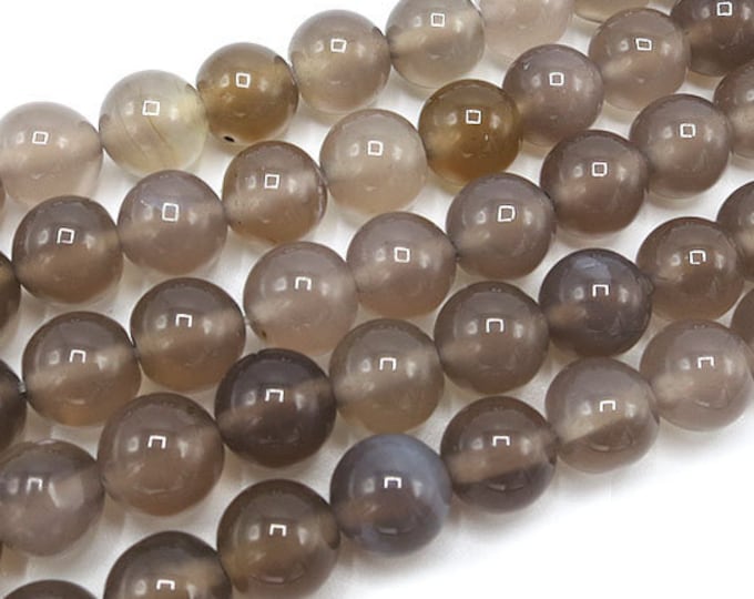 Gray Agate Round Beads | Grade A | Natural Gemstone Loose Beads | Sold by 15 inch Strand | Size 4mm 6mm 8mm 10mm 12mm