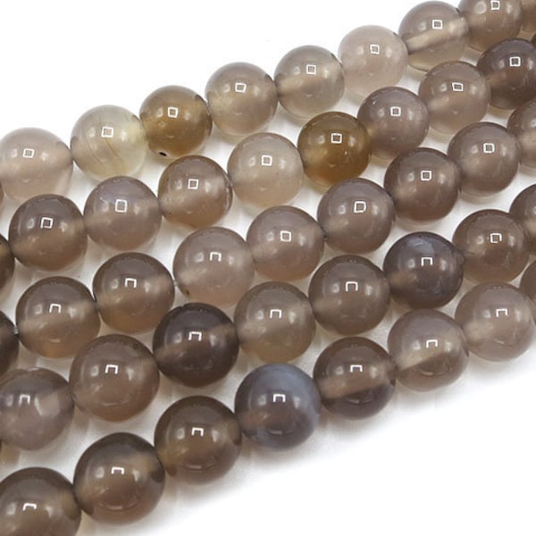 Gray Agate Round Beads | Grade A | Natural Gemstone Loose Beads | Sold by 15 inch Strand | Size 4mm 6mm 8mm 10mm 12mm