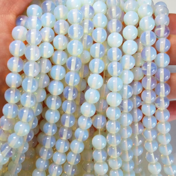 Sea Opal Beads | Round Natural Gemstone Loose Beads | Sold by 15 inch Strand | Size 4mm 6mm 8mm 10mm 12mm