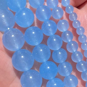 Cornflower Blue Jade Beads Round Natural Gemstone Beads Sold by 15 Inch Strand Size 4mm 6mm 8mm 10mm 12mm image 1