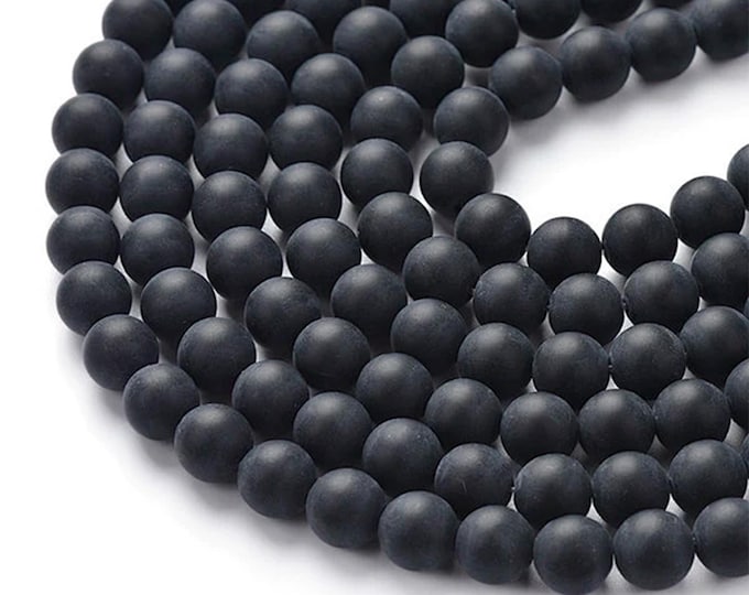 Natural Matte Black Agate Gemstone Round Beads | Sold by 15 Inch Strand | Size 4mm 6mm 8mm 10mm 12mm