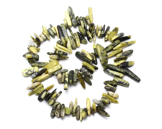 Green Turquoise Gemstone Nuggets Beads | Sold by 15 Inch Strand | Size 5x13x4mm-8x30x8mm