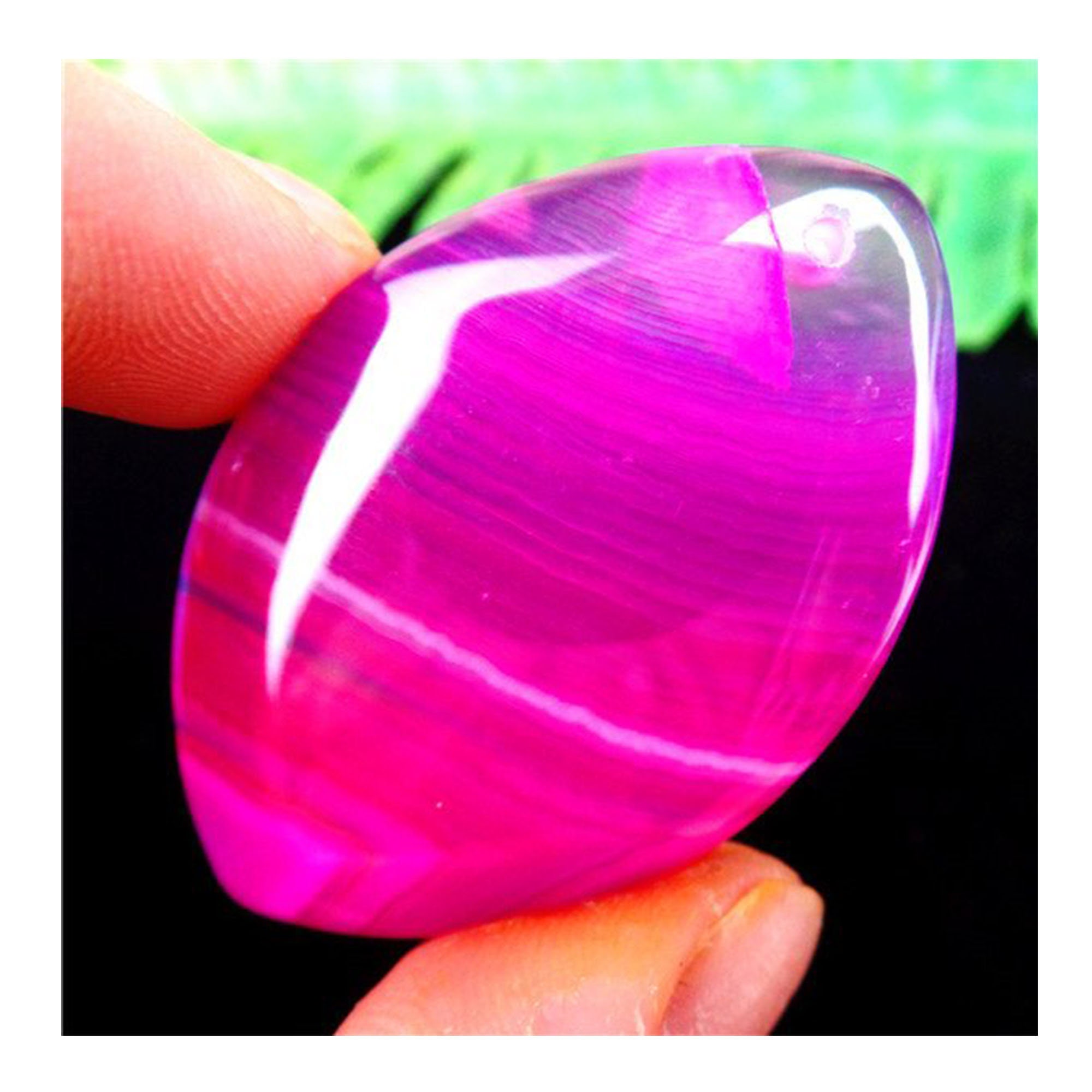 Pink Stripes Agate Horse Eye Gemstone Pendant Focal Bead 45x30x6mm AM93935
