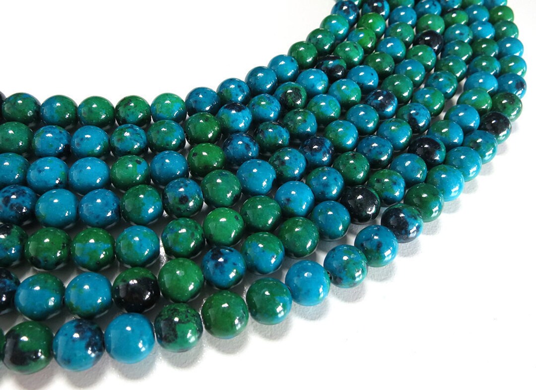 Chrysocolla Beads: Round Green-blue Gemstone, 15 Inch Strand - Etsy