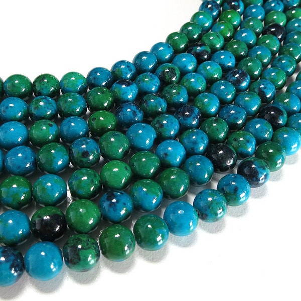 Chrysocolla Beads | Round Synthetic Gemstone Beads | Sold by 15 Inch Strand | Size 4mm 6mm 8mm 10mm 12mm 14mm