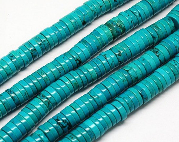 Turquoise Heishi Beads | Natural Gemstone Loose Beads | Sold by 15 Inch Strand | Size 10x3mm | Hole 1mm