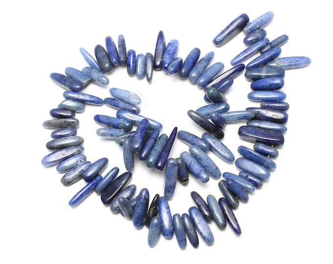Natural Blue Aventurine Gemstone Nuggets Beads | Sold by 15 Inch Strand | Size 5x13x4mm-8x30x8mm