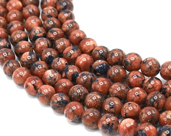 Mahogany Goldstone Beads: Round Synthetic Gemstone, 15 Inch Strand