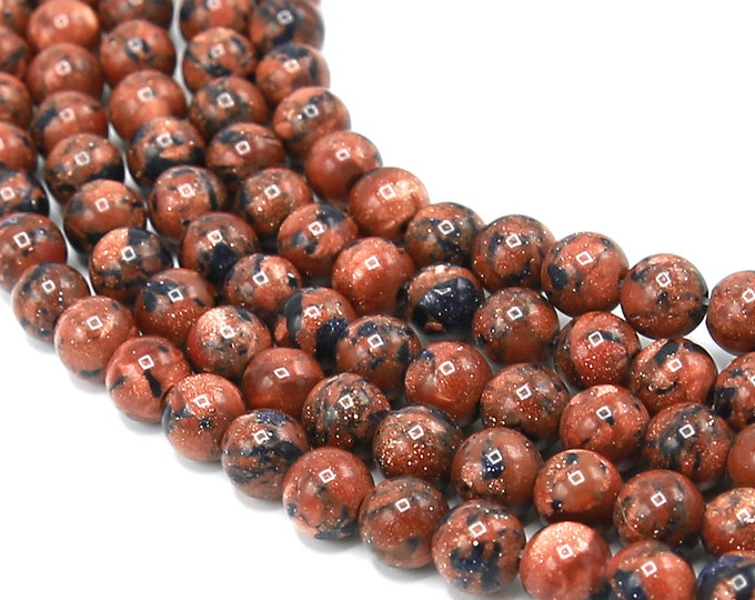 Mahogany Goldstone Beads | Sandstone Beads | Round Synthetic Gemstone Beads | Sold by  15 Inch Strand | Size 8mm 10mm 12mm