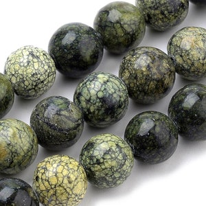Russian Serpentine Beads | Round Polished Natural Gemstone Beads | Sold by 15 Inch Strand | Size 4mm 6mm 8mm 10mm 12mm