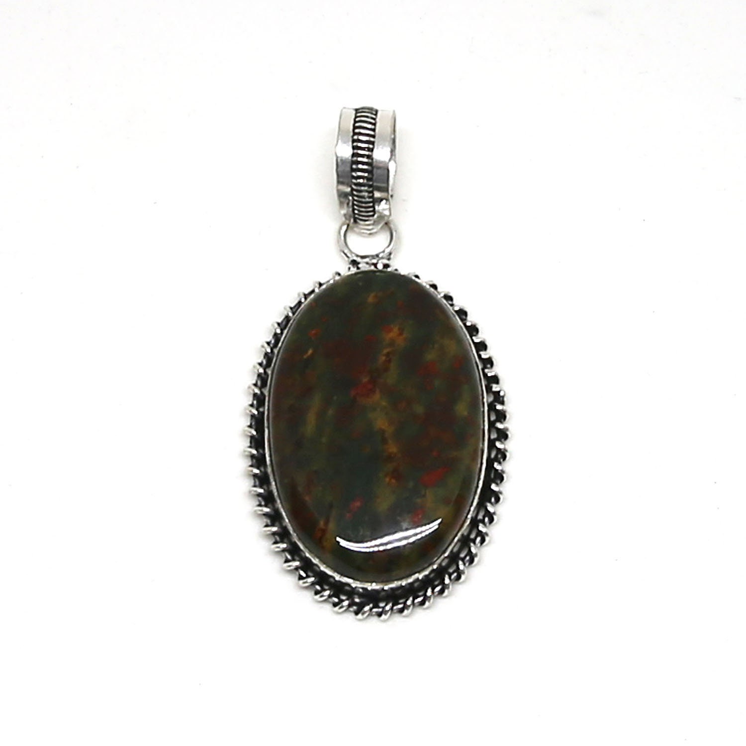 Natural African Bloodstone Gemstone .925 Solid Sterling Silver Vintage ...