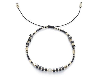 Handmade Adjustable Impression Jasper Wheel, Labradorite and Miyuki Seed Beads Bracelet