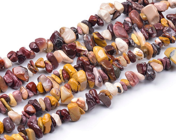 A Grade Natural Mookaite Jasper Gemstone Chips Beads | Sold by 32 Inch Strand | Size ~5x8mm