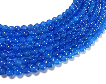 Blue Agate Beads: Round Gemstone Strand (15 Inch)
