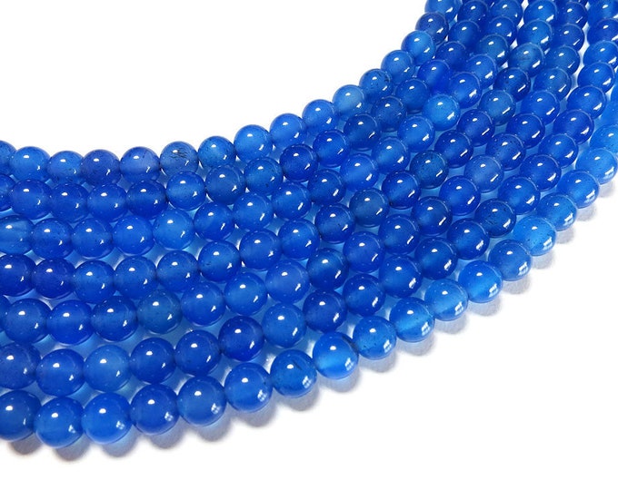 Blue Agate Beads | Round Natural Gemstone Loose Beads | Sold by 15 Inch Strand | Size 6mm 8mm 10mm