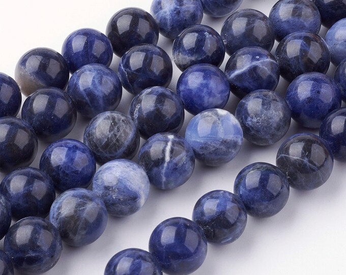 Sodalite Beads | Grade A | Round Natural Gemstone Beads | Sold by 15 Inch Strand | Size 4mm 6mm 8mm 10mm 12mm
