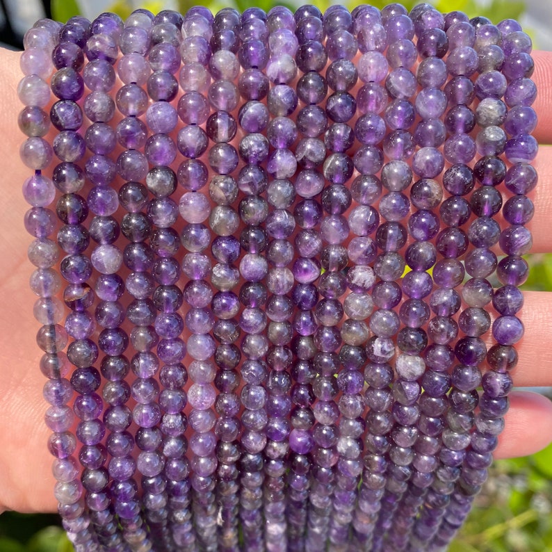 Purple Amethyst Beads Grade A Round Natural Gemstone Loose Beads Sold by 15 Inch Strand Size 4mm 6mm 8mm 10mm 12mm 14mm image 2