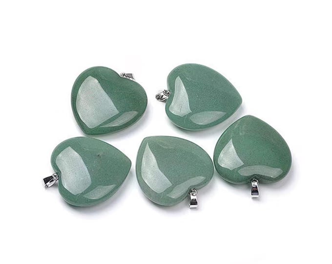 ONE Natural Green Aventurine Gemstone Heart Pendant | Size 40x40x11mm
