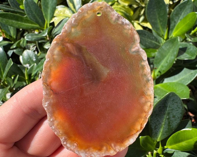 Brown Striped Agate Gemstone Freeform Plate Slab Pendant Focal Bead Size 60-80mm