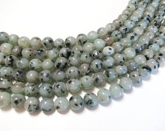 Kiwi Jasper Beads: Round Green Gemstone Strand (4mm-12mm)
