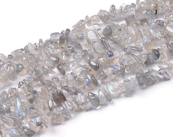 A Grade Natural Labradorite Gemstone Chips Beads | Sold by 31 Inch Strand | Size 4x7mm | Hole 0.8mm