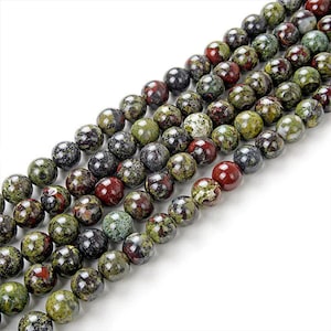 Grade A Natural Dragon Blood Jasper Gemstone Round Beads | Sold by 15 Inch Strand | Size 4mm 6mm 8mm 10mm