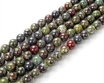 Dragon Blood Jasper Gemstone Beads | 15 Inch Strand, 4mm-10mm