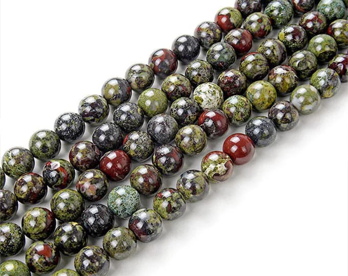 Grade A Natural Dragon Blood Jasper Gemstone Round Beads | Sold by 15 Inch Strand | Size 4mm 6mm 8mm 10mm