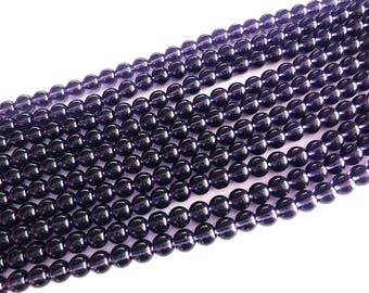 Amethyst Glass Beads | Round Loose Beads | Sold by 15 Inch Strand | Size 6mm 8mm 10mm 12mm