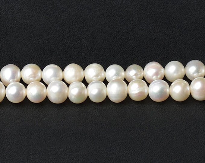 Grade A Natural Cultured Freshwater Pearl Potato Shape Beads | Sold by 15 Inch Strand | Size 7-8mm | Hole 0.8mm