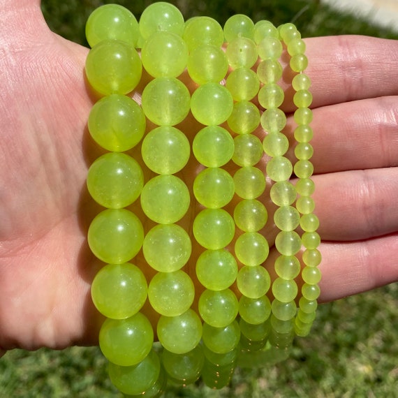 Light Green Jade Beads, Round Natural Gemstone Beads, Sold by 15 Inch  Strand