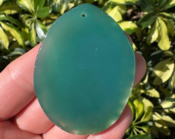 Green Striped Agate Gemstone Freeform Plate Slab Pendant Focal Bead Size 60-80mm