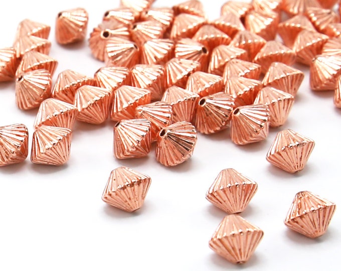 Spacer Beads | Copper Color | Faceted Bicone Acrylic Loose Beads | Sold by Lot 50 Pcs | Size 8x10mm | Hole 1mm