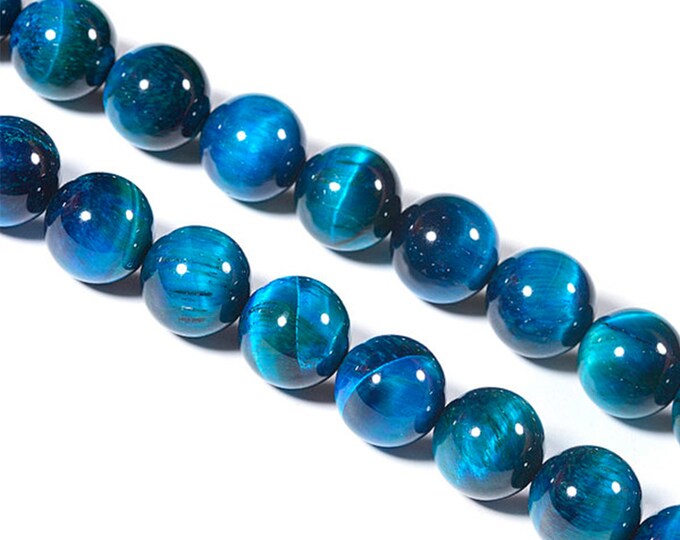 Blue Tiger Eye Beads | Grade AAA | Polished Round Natural Gemstone Loose Beads | Sold by 15 Inch Full Strand | Size 6mm 8mm 10mm