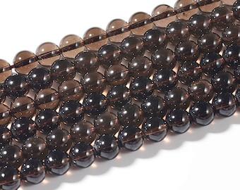 AA Grade Natural Smoky Quartz Gemstone Round Beads | Sold by 15 Inch Strand | Size 4mm 6mm 8mm 10mm 12mm