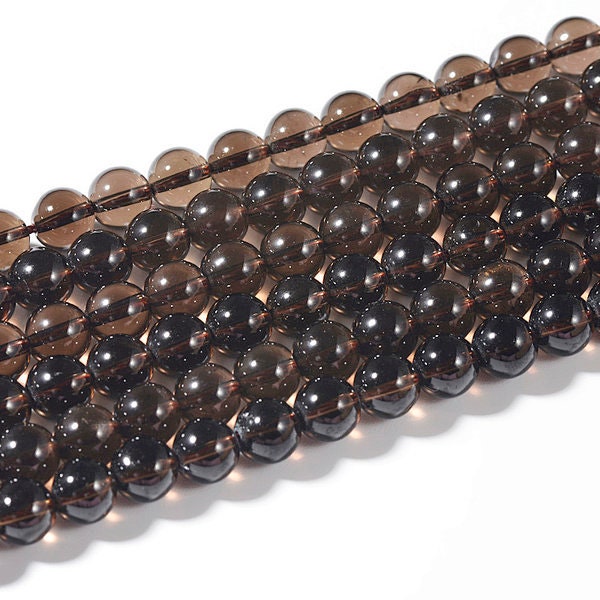 AA Grade Natural Smoky Quartz Gemstone Round Beads | Sold by 15 Inch Strand | Size 4mm 6mm 8mm 10mm 12mm