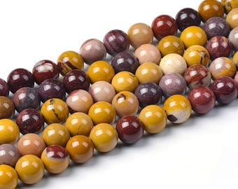 Natural Mookaite Jasper Round Beads: Earth Tone Gemstone Strand