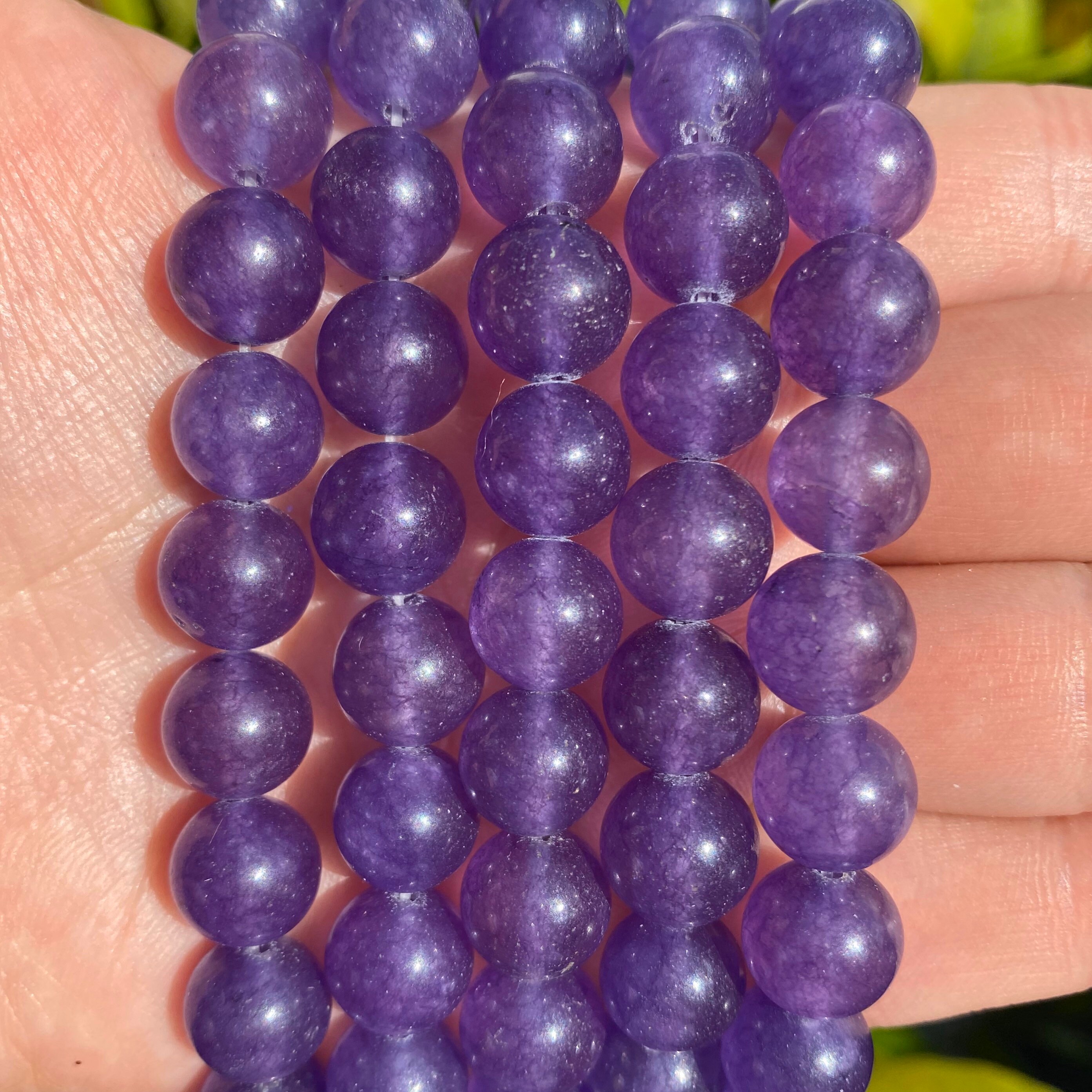 Purple Jade Beads Round Natural Gemstone Loose Beads Sold by 15
