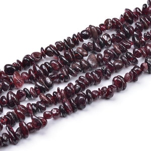 Red Garnet Chips Beads | Natural Gemstone Loose Beads | Sold by 31 Inch Strand | Size 4x6mm | Hole 0.6mm