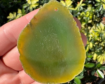 Natural Yellow White Striped Agate Freeform Slab Gemstone Pendant Focal Bead Size 60-80mm