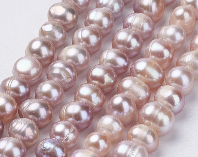 Rose Brown Natural Cultured Freshwater Pearl Potato Shape Beads | Grade A | Sold by 15 Inch Strand | Size 7-8mm | Hole 0.8mm
