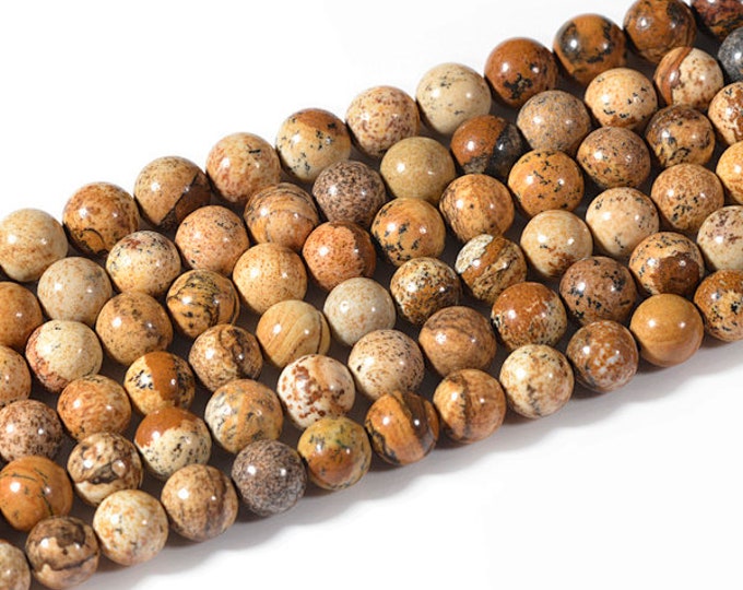 Picture Jasper Beads | Round Natural Gemstone Polished Loose Beads | Size 4mm 6mm 8mm 10mm 12mm