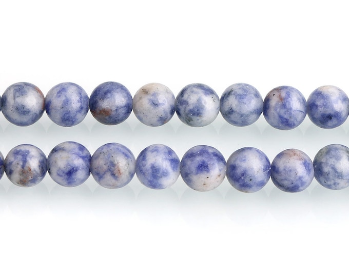 Blue Spot Stone Beads | Round Natural Gemstone Beads | Sold by 15 Inch Strand | Size 12mm