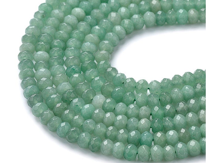 Green Aventurine Rondelle Beads | Grade A | Faceted Natural Gemstone Loose Beads | Sold by Strand | Size 5x8mm